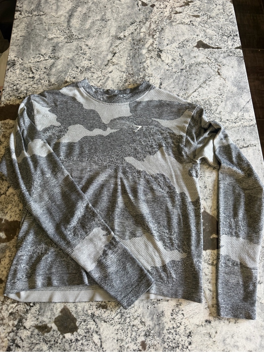 Gymshark Grey Camouflage Long Sleeve Top